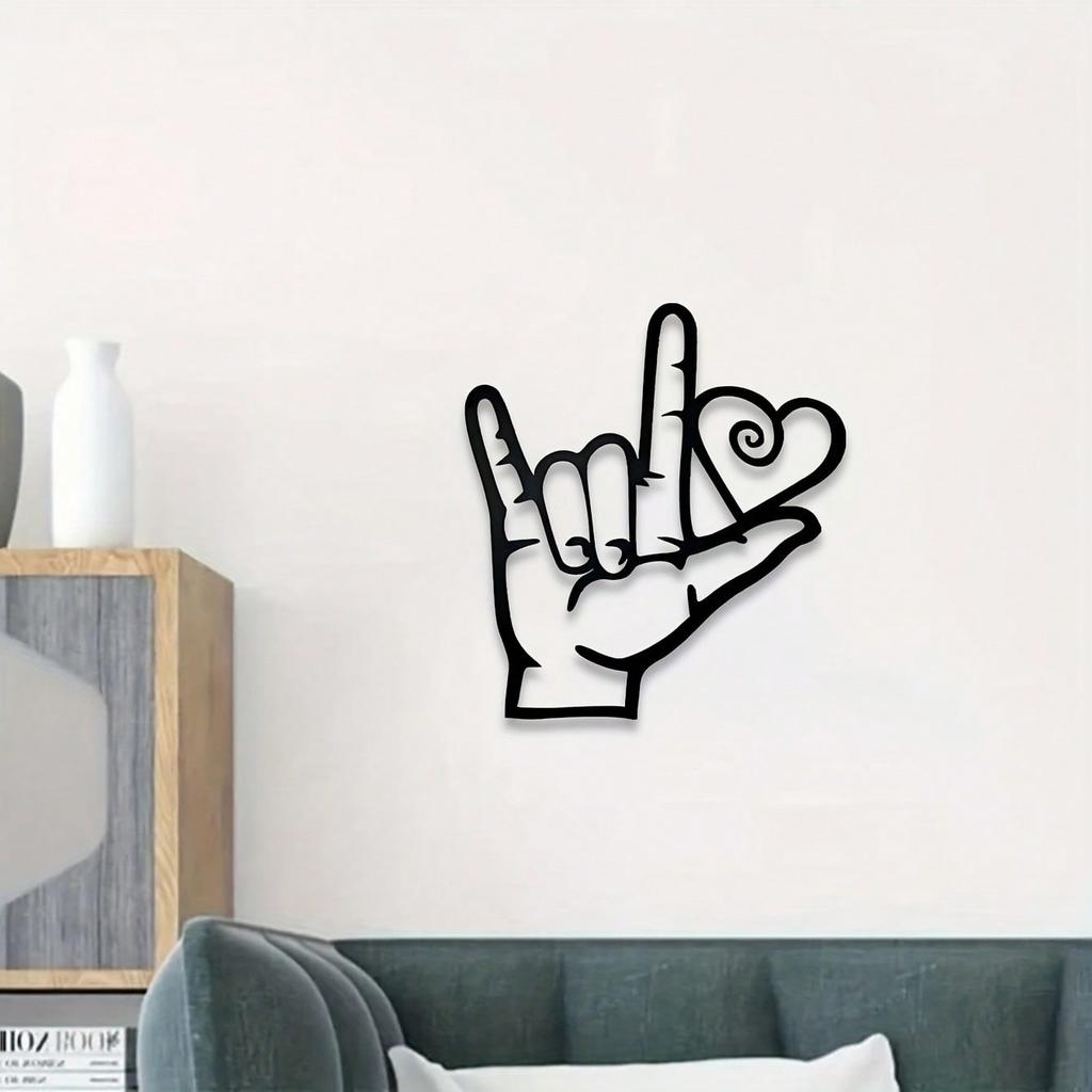 ASL Jag älskar dig Metallväggkonst Inomhus Utomhusskulptur Romantisk Dekor Pedagogiskt Teckenspråk
