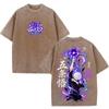 Jujutsu Kaisen Anime T-shirt Satoru Gojo Vintage Washed Oversized T Shirt Short Sleeve 100% Cotton Tees Tops Men Women Clothing
