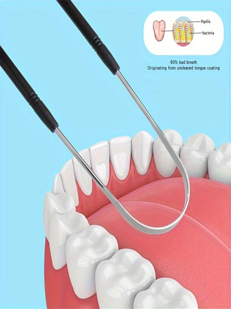 1 Stainless Steel Tongue Scraper, Fresh Breath, Suitable for Low Allergy Tongue Cleaning Tools for Adults and Children, Effectiv