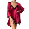 Pigiama casual da donna, due set di vestaglia esterna con fionda, pigiama di seta di simulazione alla moda sexy, abbigliamento per la casa in seta ghiacciata