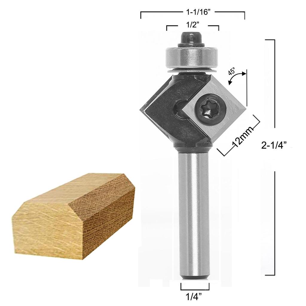 Industrial Grade Disposable Double-Edged Router Bit - Round Nose Angle, 1/4, 6, 8mm Shank for Woodworking.