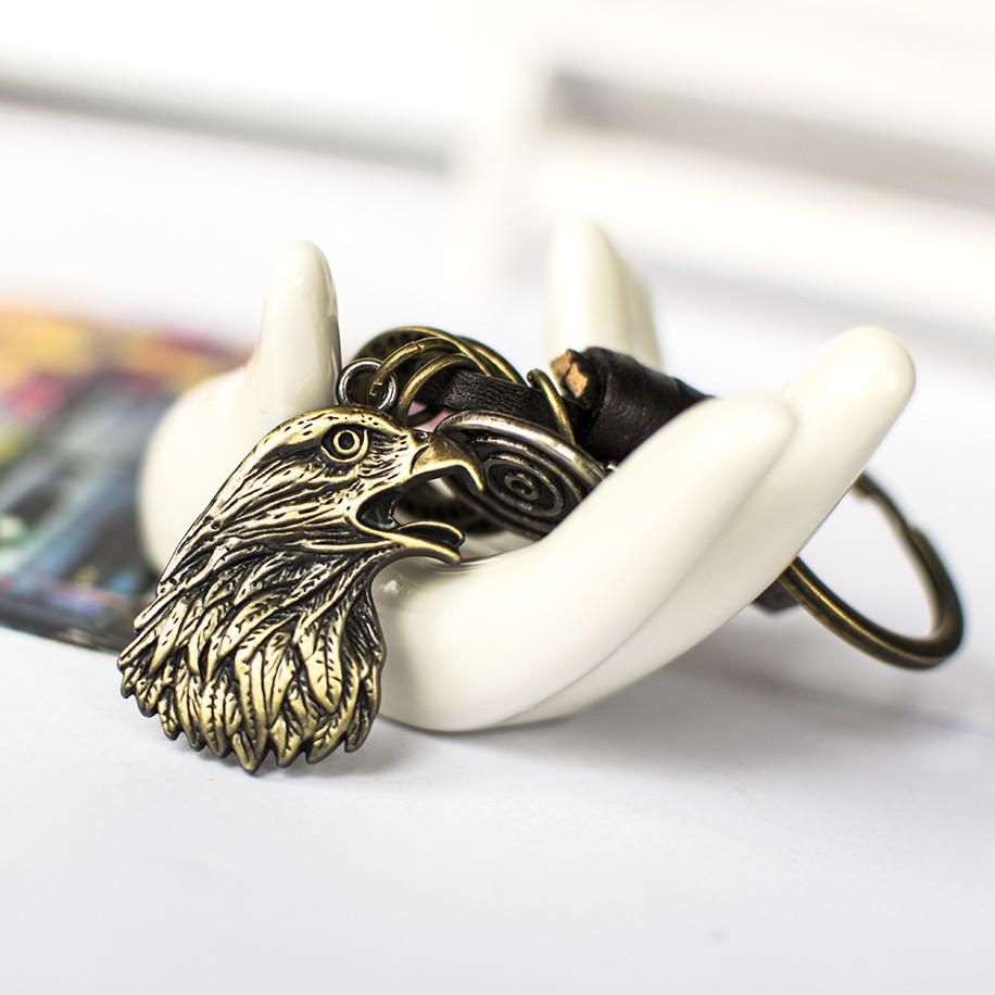 Unisex Eagle and Owl Genuine Leather Keychains - Handbag and Clothing Pendants