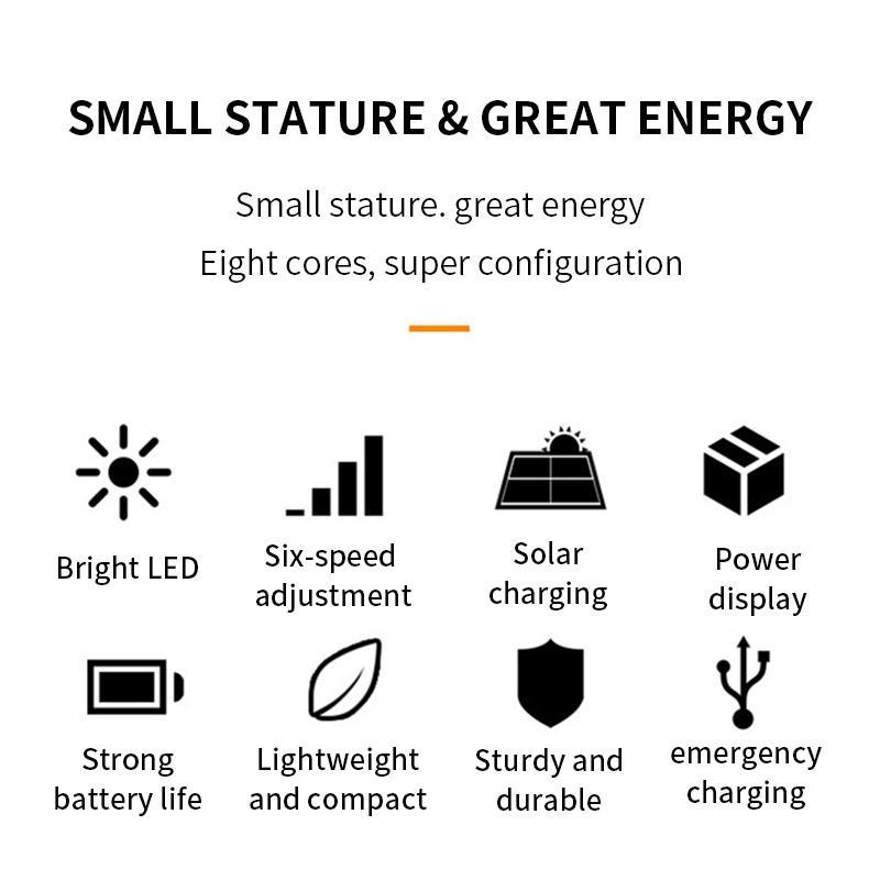 Multifunctional Solar Work Light Searchlight Solar Rechargeable Flashlight Outdoor Six-Gear Mode Night Light  With Power Display