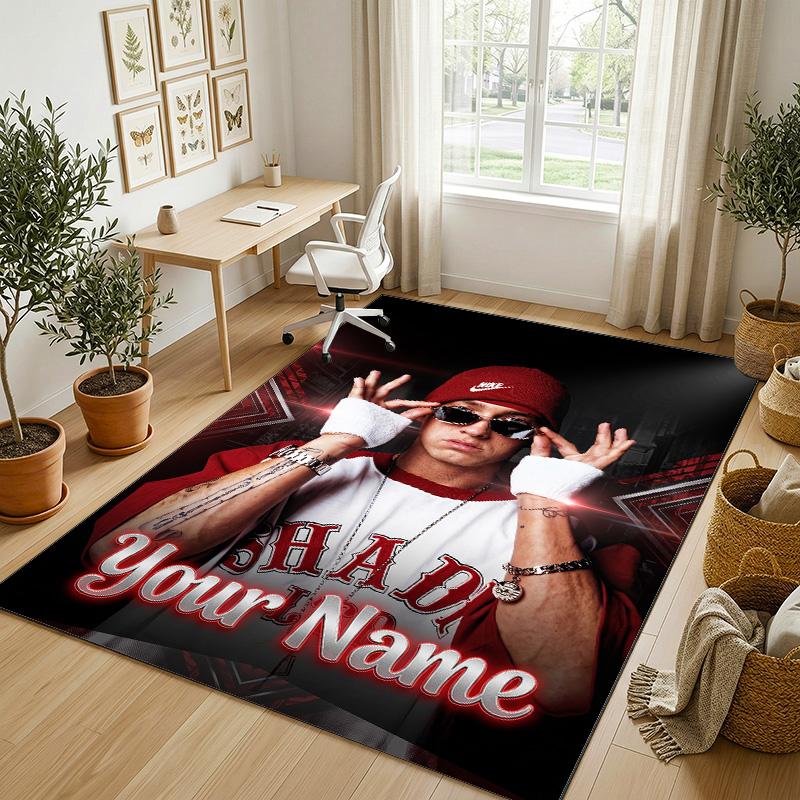 Personalized Crystal Velvet Carpet,Eminem Custom Printed Name, Plush Area Rug For Home Indoor Decor