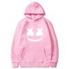 Mens Marshmello Smiley Face Hooded Sweatshirt Loose Fit Cotton Blend Winter Pullover