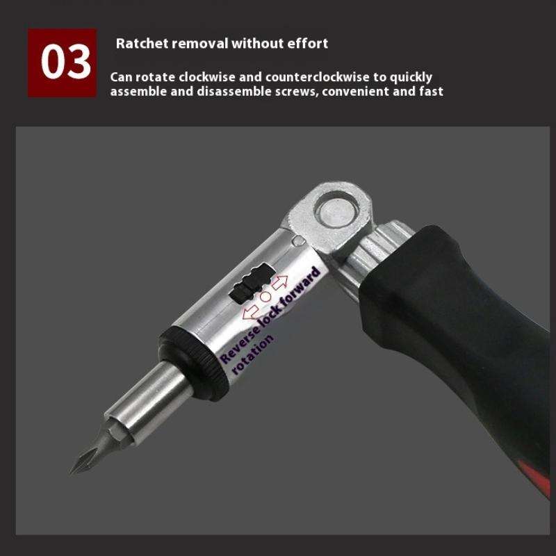 Multifunktions-Magnetischer Bithalter-Ratsche-Schraubendreher Winkelverstellbar 0-180 Grad Kann Nach Links und Rechts Gedreht Werden 1/4 Zoll Sechskant-Schnittstelle