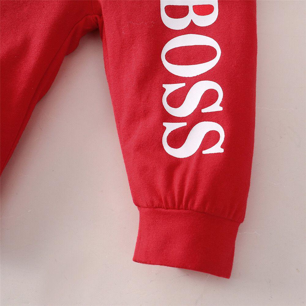 Spring & Autumn Long-Sleeve Hooded Baby Suit: Solid Color, Letter Print, Two-Piece for Boys & Girls