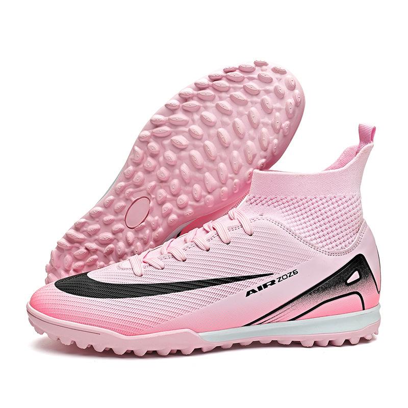 New High-Top Football Shoes Tf Broken Nails Artificial Turf Ag Nails Leather Feet Training Shoes For Men And Women