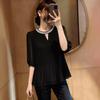 Summer new Korean version of foreign temperament age-reducing short-sleeved chiffon shirt women's loose large-size short-sleeved shirt women A