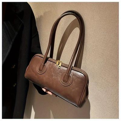 New Style Fashionable And Versatile Vintage Chic Solid Color High-End Underarm Trendy Baguette Shoulder Bag With Adjustable Strap And Magnetic