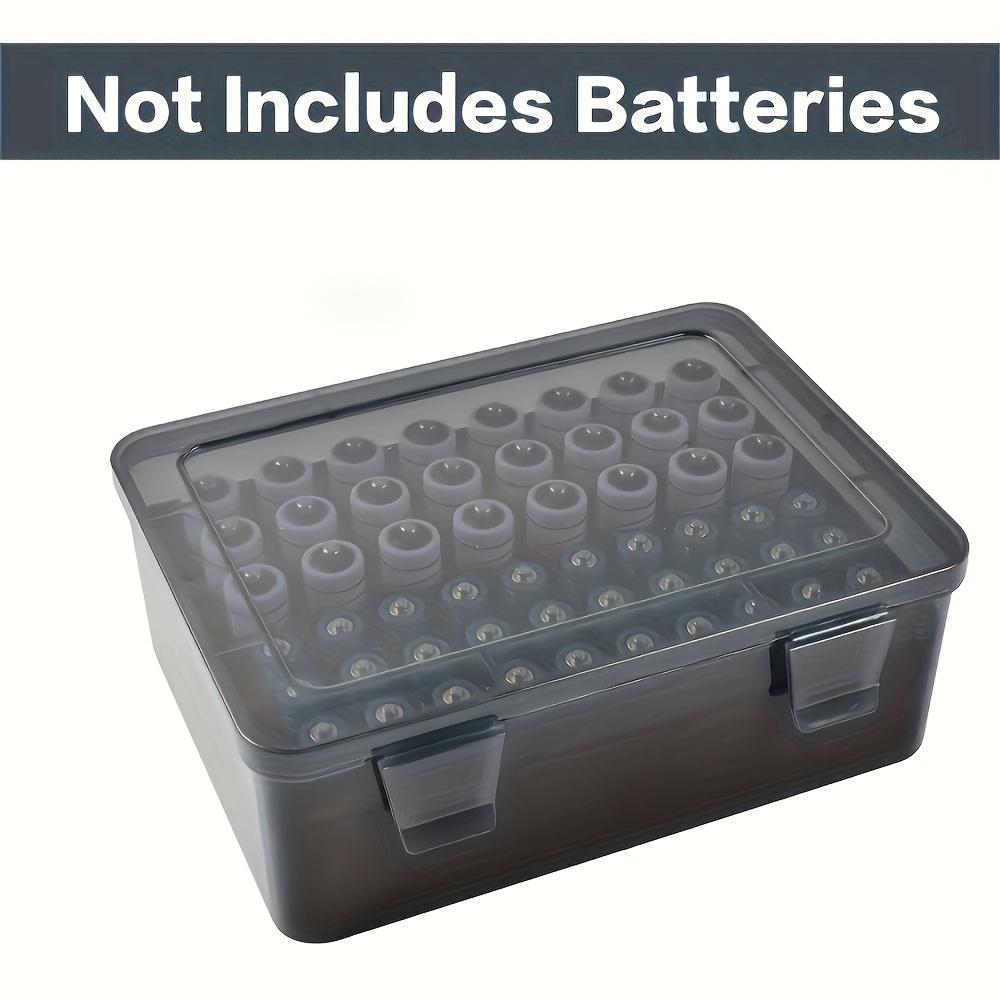 Battery Organizer Box Holds 54 AA & AAA Batteries, Transparent Design with Foam Groove for Easy Storage(Batteries Not Included)
