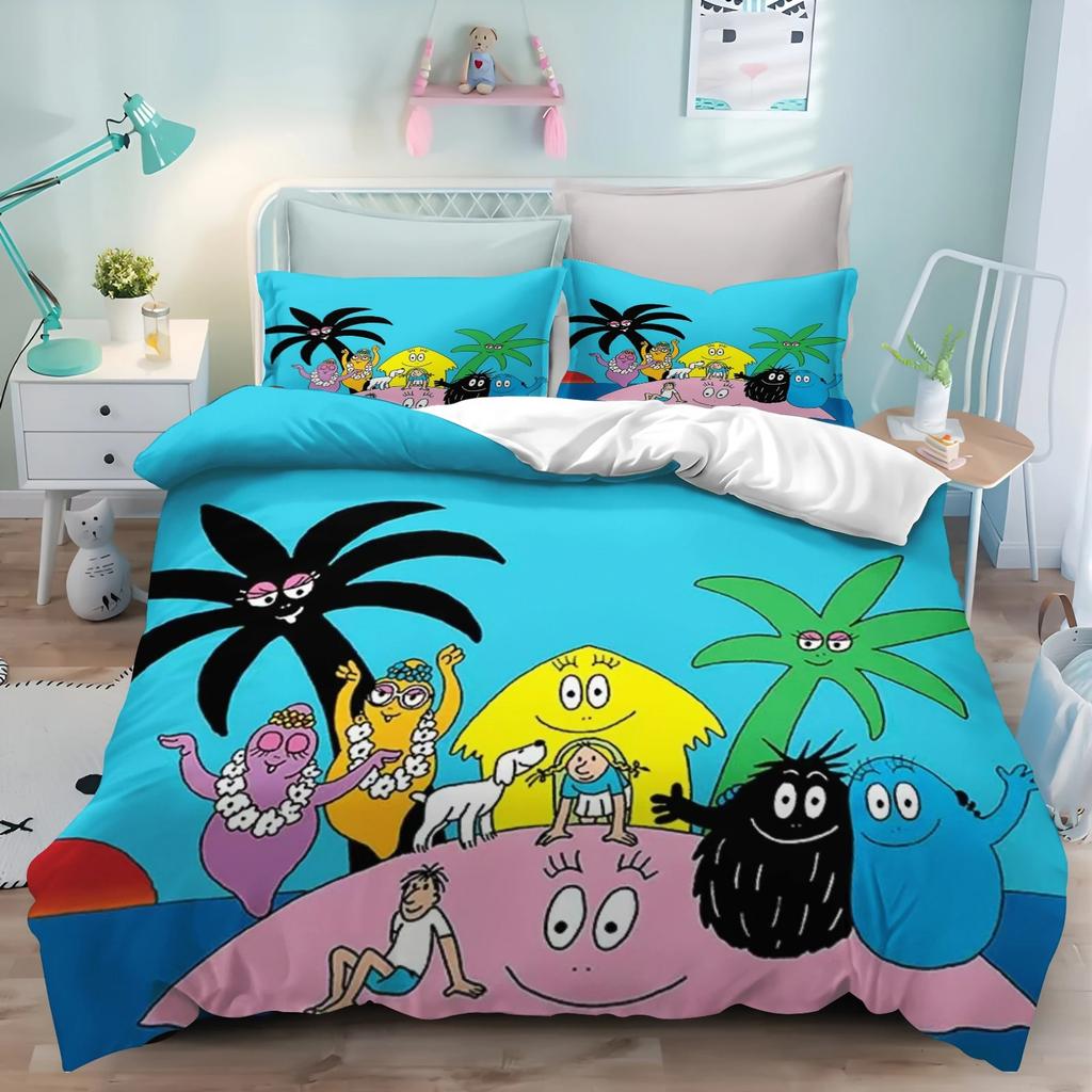 Cute Cartoon Barba-papa Pink Bedding Set,Duvet Cover Bed Set Quilt Cover Pillowcase,King Queen Twin Size Boys Girls Adults