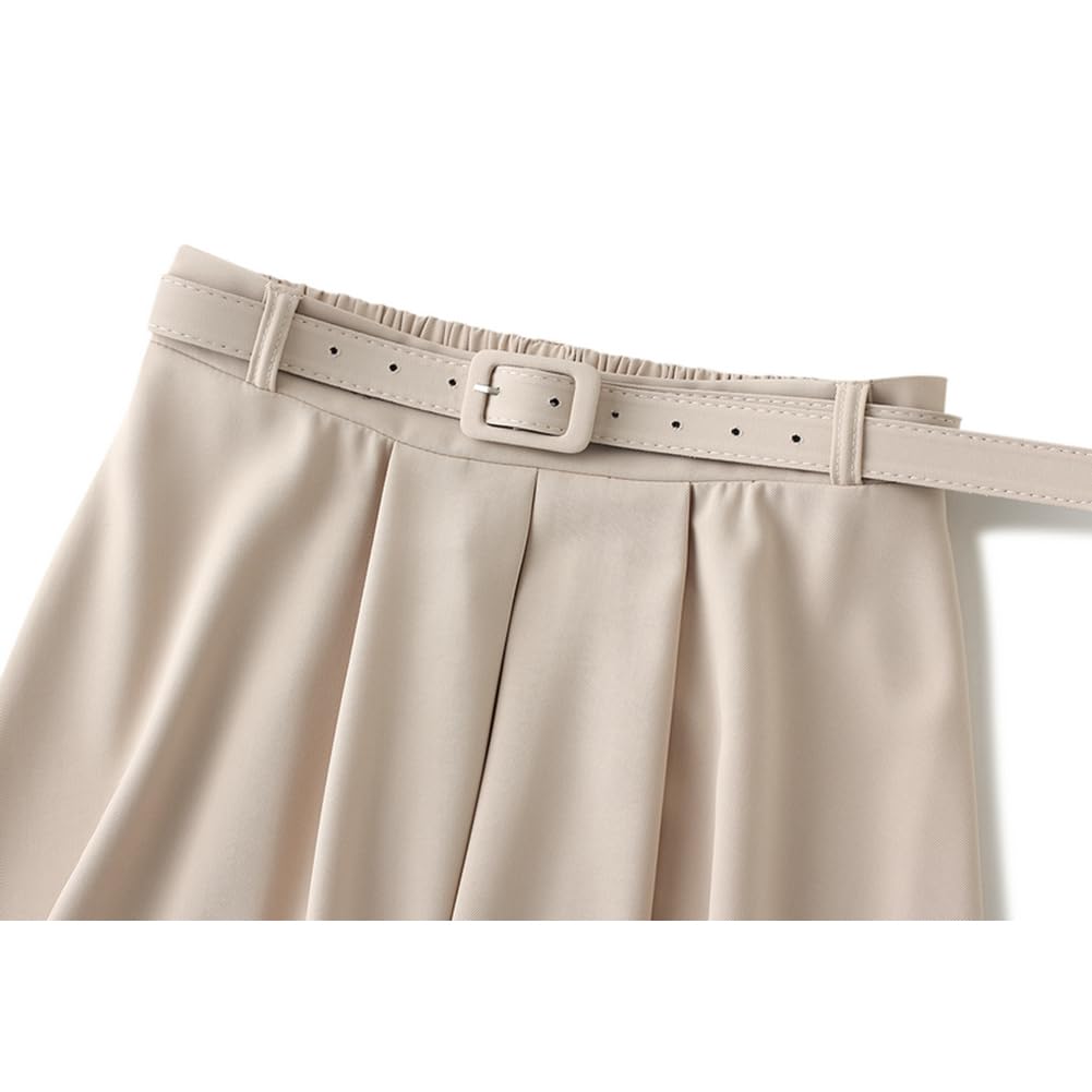 KANO SEIKA Saia Plissada Evase Abaixo do Terno Plus Alta Adequada para o Dia a Dia Cor Sólida Saia Feminina, Saia, Joelho, Linha A, Saia, Roupa de Baixo para Meninas,