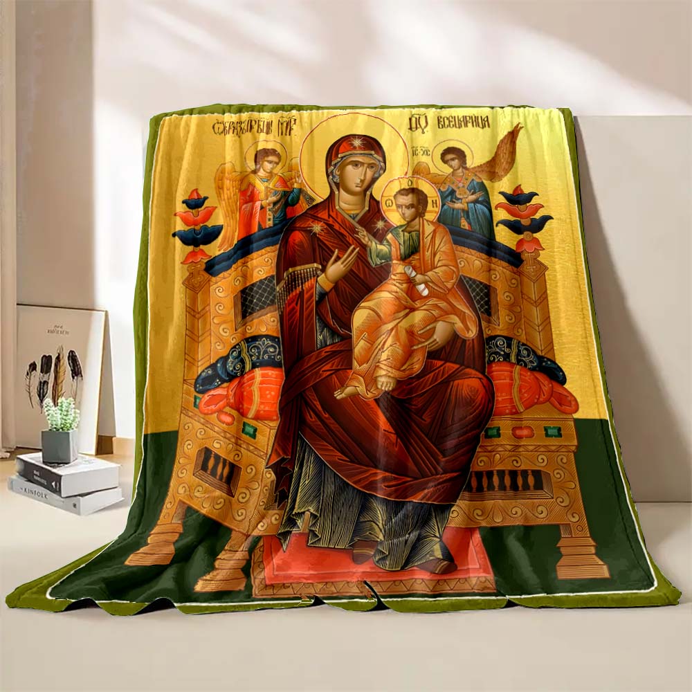 6 Sizes Jesus Virgin Maria Believer Pray Printed Blanket Soft and Comfortable Home Travel Blanket Adult and Child Warm Blanket