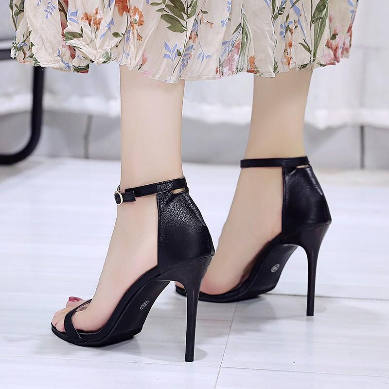 Fashion Summer New Sandals Fashion Round Toe Open Toe One Buckle Strap Non-slip Stiletto High Heel Simple Women's Shoes