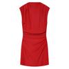 Autumn European and American Women's Clothing Shoulder Padded Pleated Mini Dress