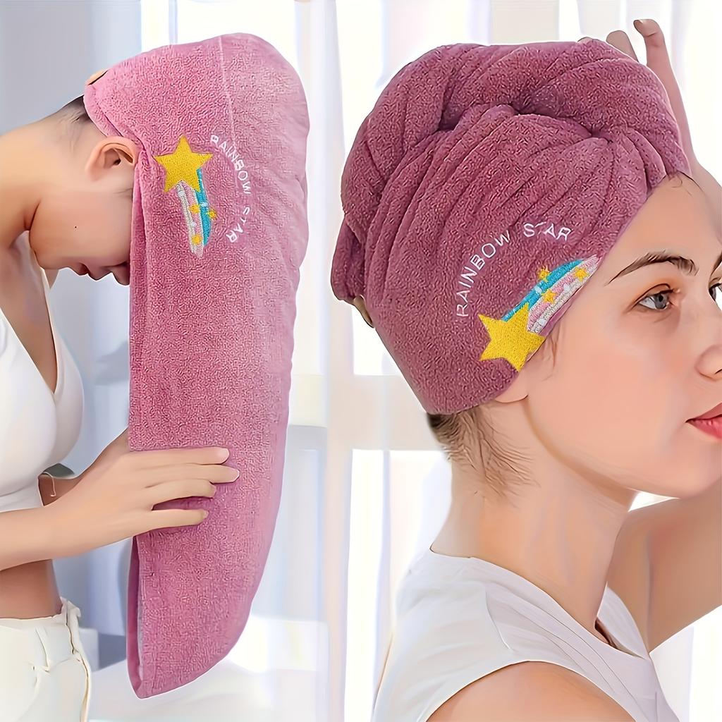 Quick-Dry Hair Hat Super Absorbent Soft Towels Coral Fleece Shower Cap Bathroom Women Head Towels Girls Cute Dry Hair Bonnets