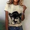 Summer Round Neck 3D Cat Print Top Fashionable Casual Short Sleeved Women's T-shirts