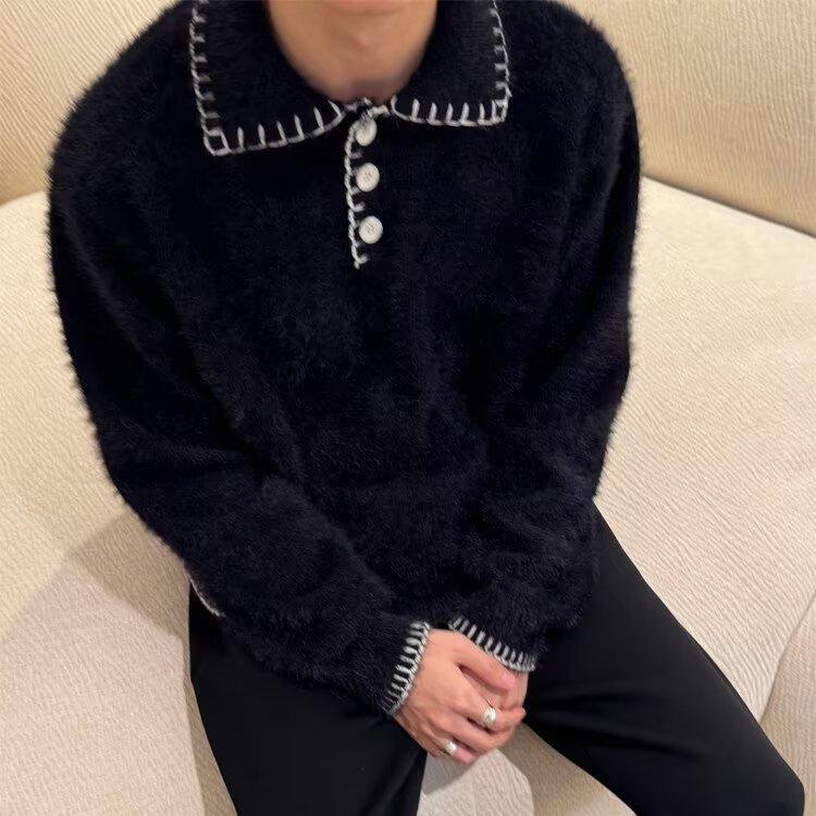 

Men s Korean Style Knit Sweater – Versatile, Comfortable, Trendy Autumn/Winter Top Medium чорний