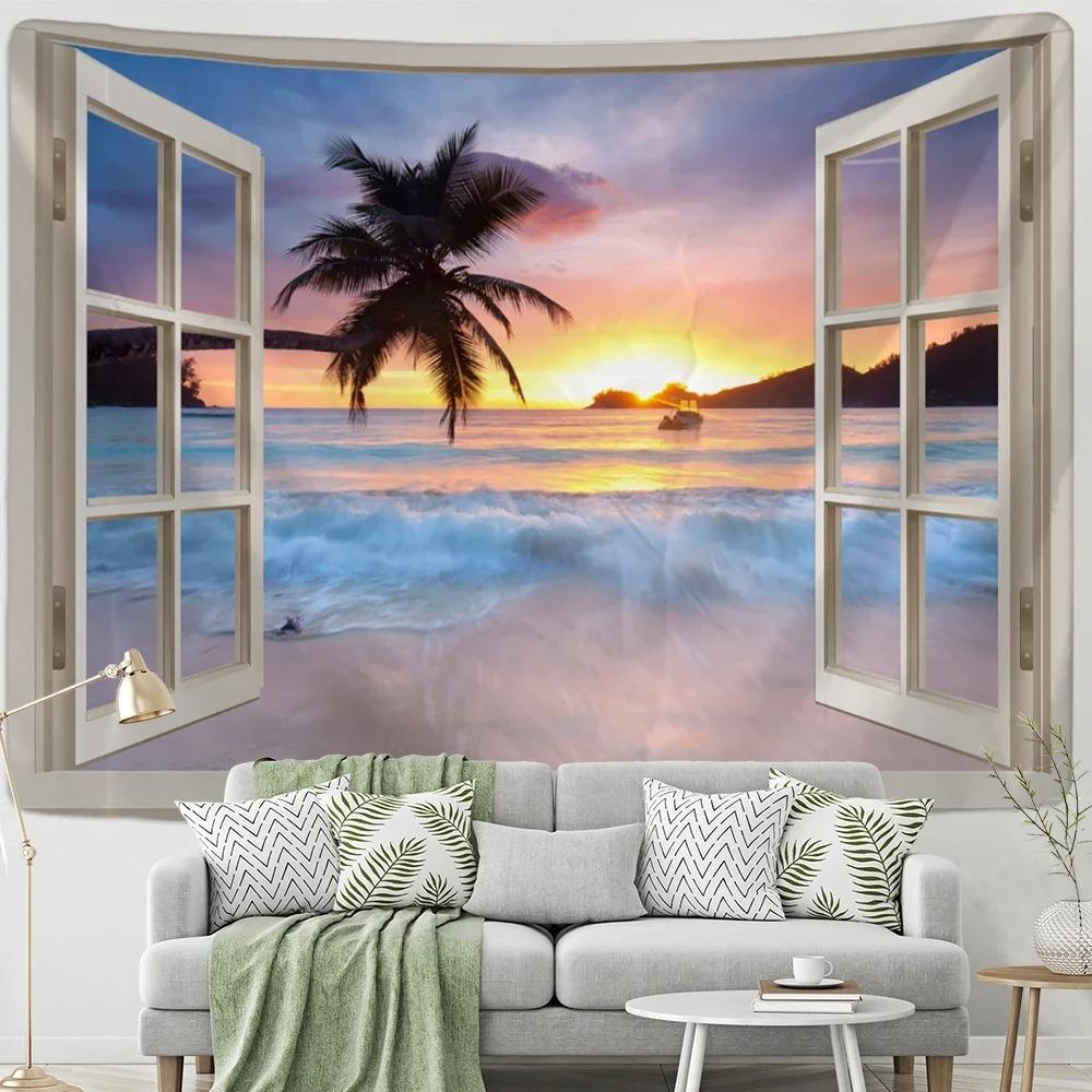 Window Woods Landscape Wall Decoration Tapestry Home Living Room Tapestry