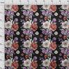oneOone Cotton Flex Black Fabric Leaves|Lotus & Rose Floral Quilting Supplies Print Sewing Fabric By The Yard 40 Inch