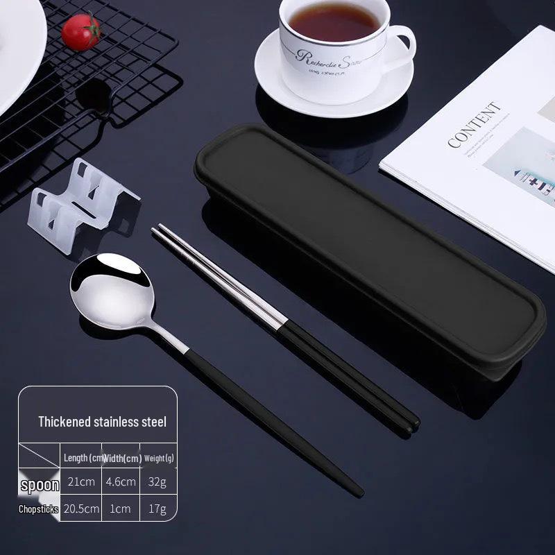 Nordic Style Portable Cutlery Set for One - Includes Knife, Fork, Spoon, and Chopsticks - Perfect for Office Workers and Students.