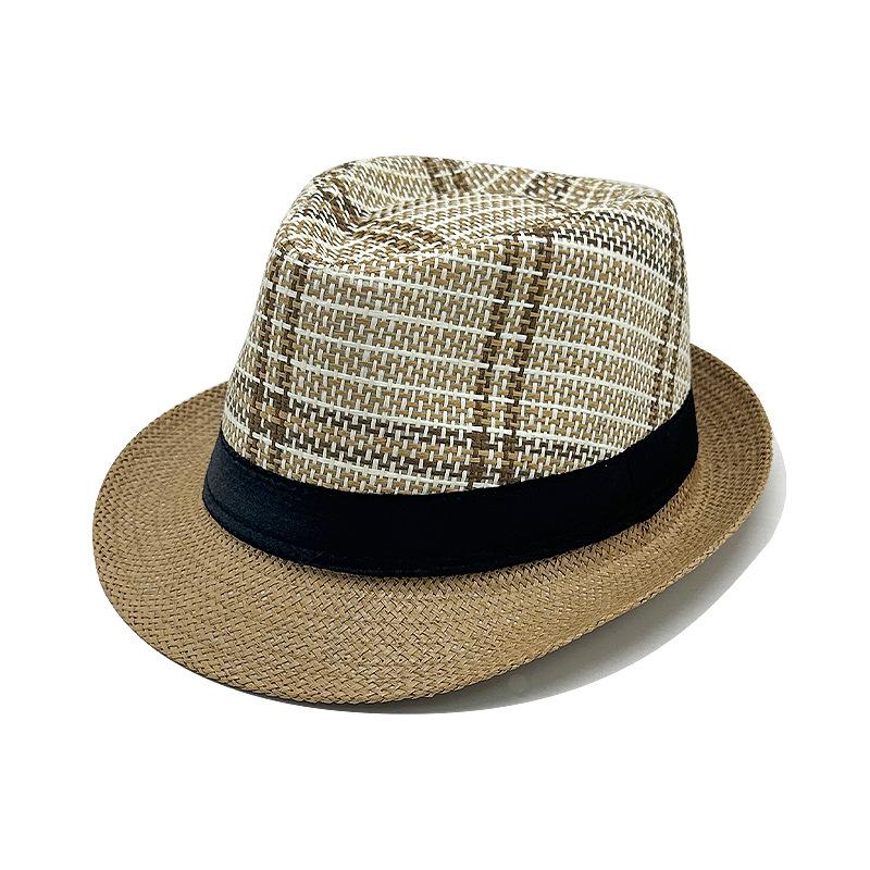 

Весенне-летняя повседневная шляпа-цилиндр для мужчин среднего и пожилого возраста, соломенная плетеная шляпа от солнца, корейский стиль, модная, красивая, летняя уличная шляпа M（56-58cm）