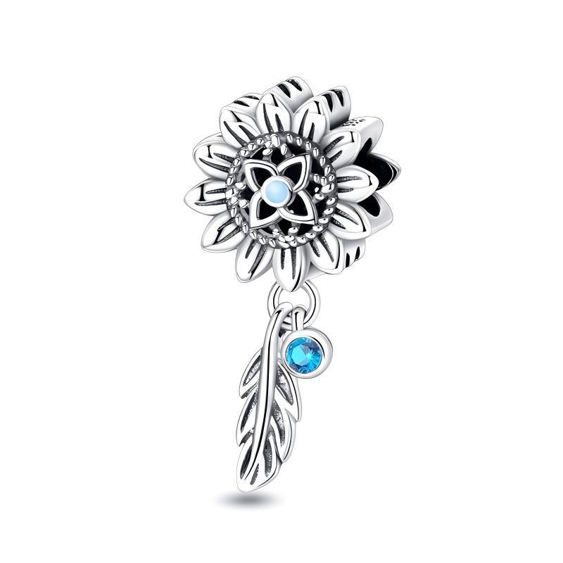 S925 Silver Charming Dreamcatcher Pendant Bracelet Accessory Colorful Moon Star Beads DIY Jewelry Making Craft Supplies