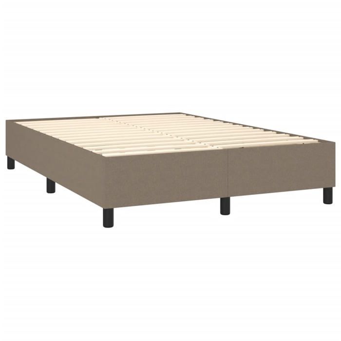 Exclusive House - Slatted Bed Base with Taupe Mattress 140x190 Cm Fabric