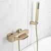 Tuqiu Set Doccia Vasca da Bagno Oro Spazzolato Montaggio a Parete Rubinetto Cascata per Vasca da Bagno, Miscelatore Doccia e Vasca Fredda e Calda Ottone