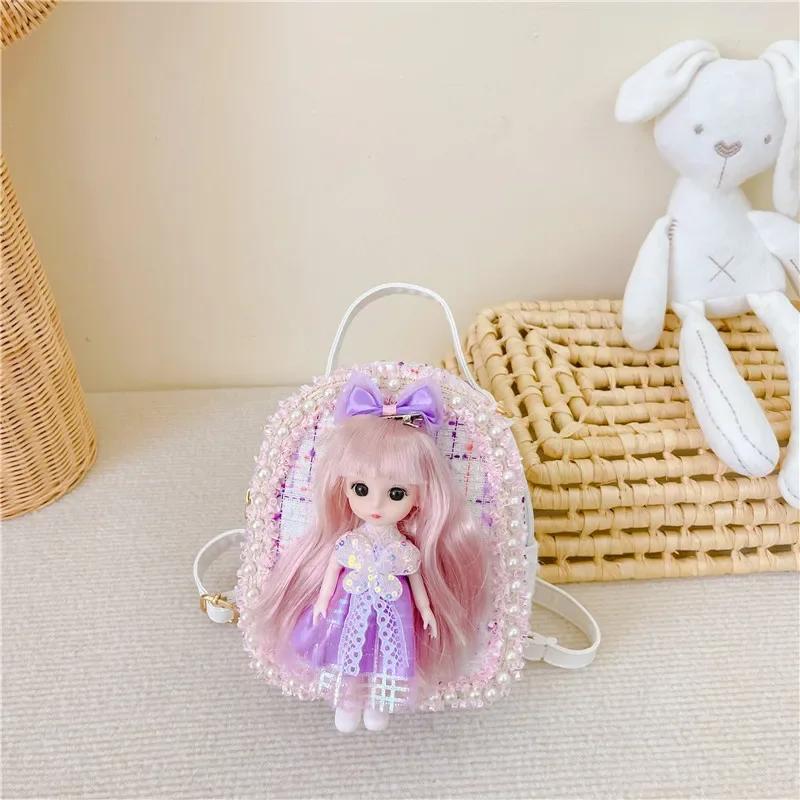 Girls Backpacks Cute Princess Backpack with Doll Crossbody Bag for Kids Toddler Preschool Bookbags Elementary School Bags