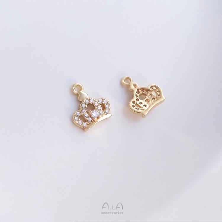 14K Gold-Filled Micro-Pave Zircon Small Charms: Girl's Business Trip Series - Handbag, Perfume, Dress, Crown DIY Pendant