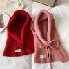 Soft Warm Balaclava Cap Crochet Hooded Scarf Hat for Skiing Hiking Universal Lady Windproof Shawl Hat with Neck Covers
