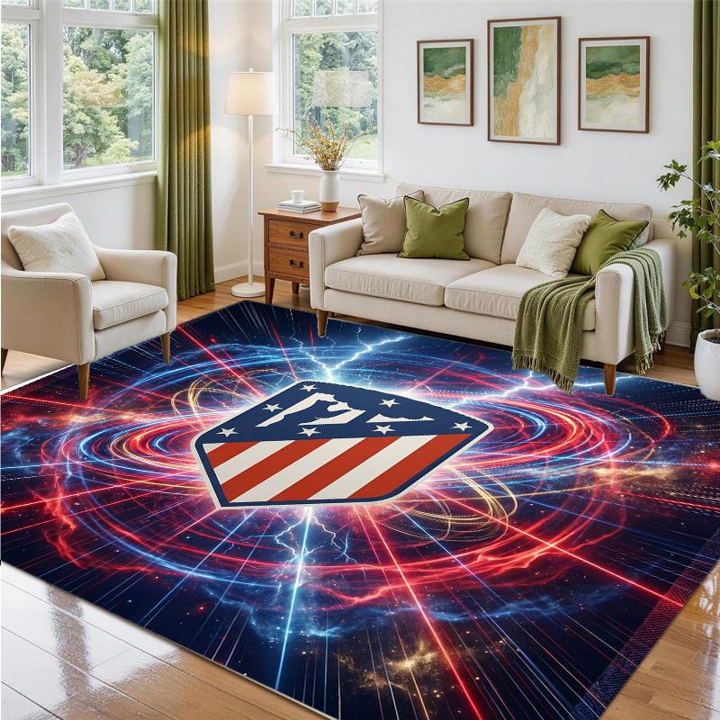 Atletico Madrid Design Crystal Velvet Rug Soft Decorative Mat for Bedroom Entrance
