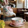 Single Combination Pot Set, White Rose High-value British Flower Tea with Cups and Saucers, Household Ceramic Fruit Teapot