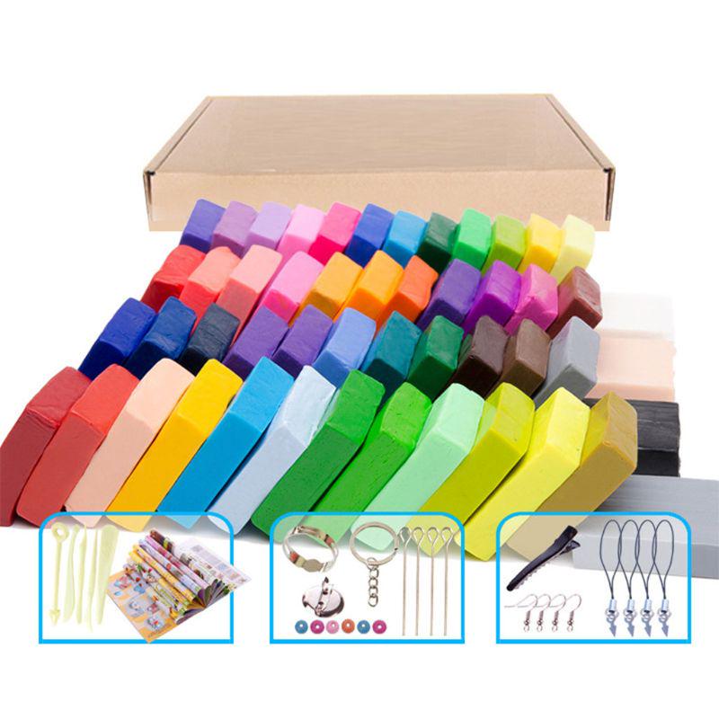 50 Colors Polymer Clay Slime Toy DIY Hand Molding Plasticine Oven Baking Clay Kids Party Favor Set Easter Gift Stuffings