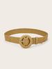 Minimally Circular Designed Buckle Decoration Women Casual Woven Belt Waist