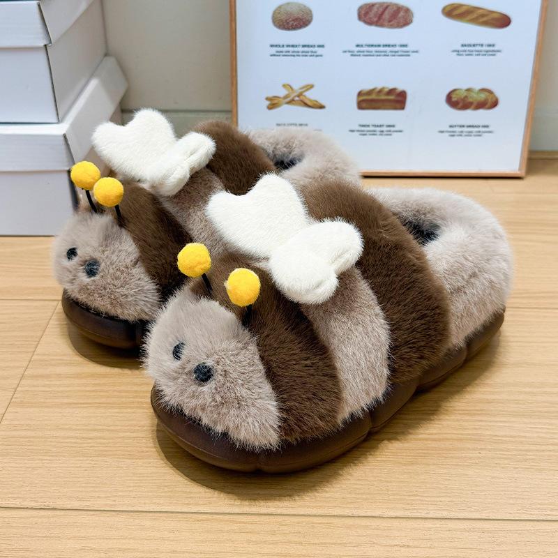 

Plush cotton shoes plush slippers cute cartoon home plush versatile warm couple 40-41 кавовий