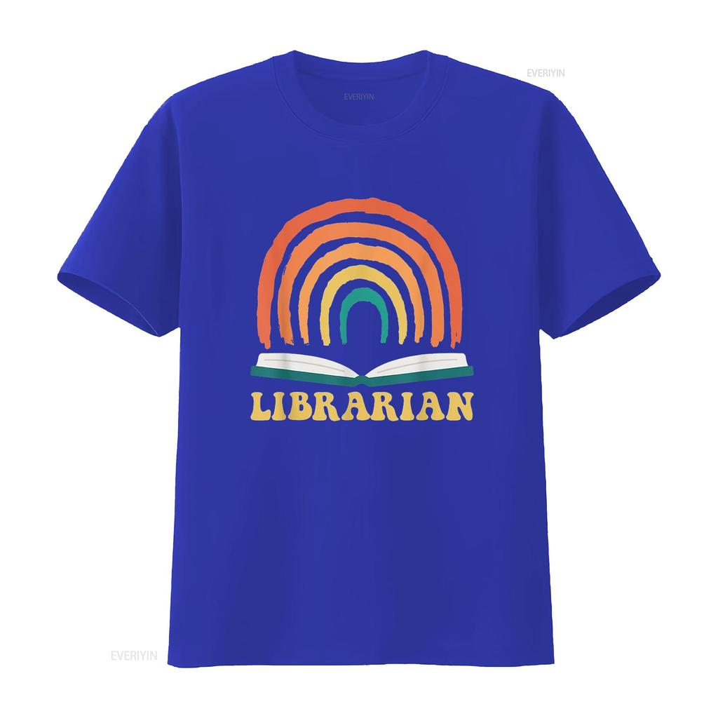Librarian Vintage Reading Books Retro Rainbow Trendy Women s T Shirt  Summer Top with Unique Print vintage Washed Stretched