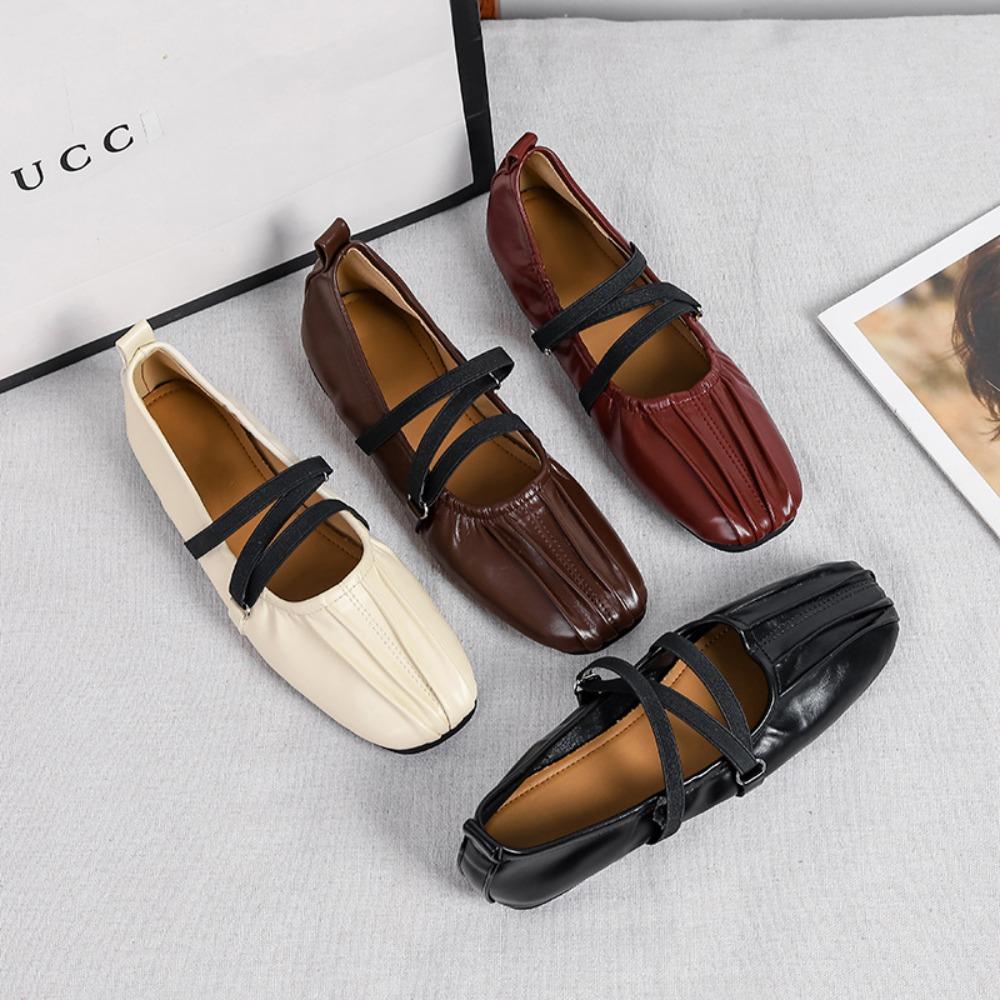 Módní baleríny Pohodlné dámské boty Jednoduché boty Dámské mokasíny Jarní nové modely Neunaví nohy Ploché Mary Jane Kožené boty