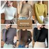H331 Women's Slim Fit Knitted Half Turtleneck Sweater - Plus Velvet, Warm Long Sleeve Top for Autumn and Winter