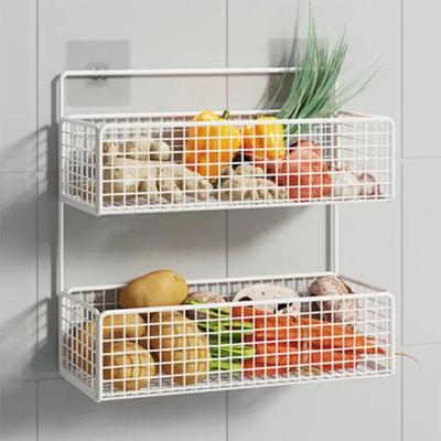 Aufbewahrungsregal für die Küche, kein Stanzen, Frühlingszwiebeln, Ingwer, Wandbehang, Aufbewahrungskorb für abgetropftes Gemüse, Regal für Gewürzteller