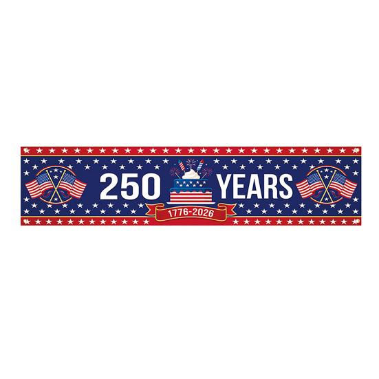 250th Anniversary Banner 6.5x1.5ft 250 Years of Freedom American Patriotic Decoration