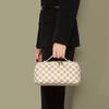 Kosmetiktasche im Karomuster im Retro-Stil für Damen, Tragbare Hand-Kosmetiktasche mit großem Fassungsvermögen, Kosmetikaufbewahrungstasche