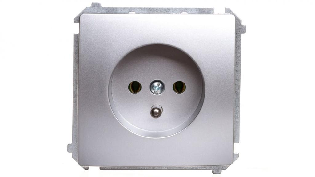 Simon Basic Single Socket Z/U 16A 250V Matt Silver Bmgz1.01/43