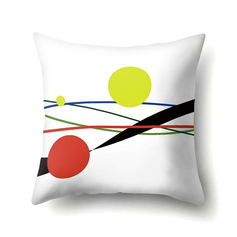 Polyester Pillow Case Car Black and Red Geometric Circle Lines Decorative Home Print Pillow Bedside Cushion Cover