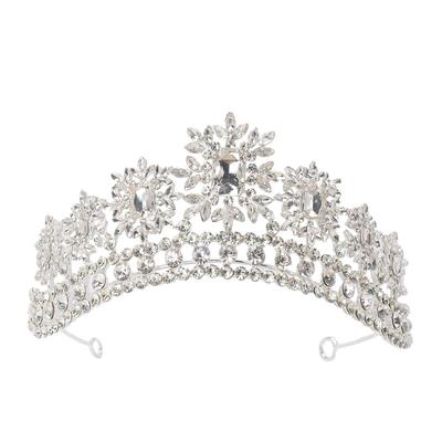 Decoración de copo de nieve de aleación de palacio, pedrería, vidrio, adecuada para señoras, banquete de boda, accesorios para el cabello, corona