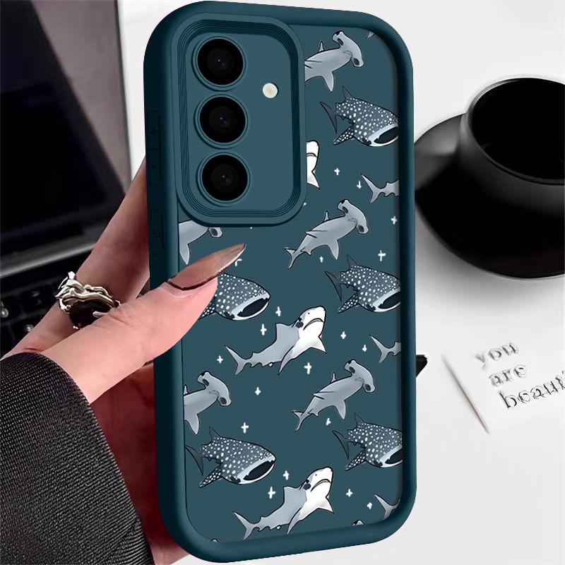 Husă cu Model Rechin Balenă Pentru Samsung Galaxy S25 Edge S24 S25 S23 S22 Ultra S24 FE A56 A55 A54 A36 A26 A15 A16 5G Husă de Telefon TPU