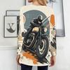 Women Plus Size Round Neck Long Sleeve Cartoon Excavator Printed Loose Longline T Shirt With Pockets