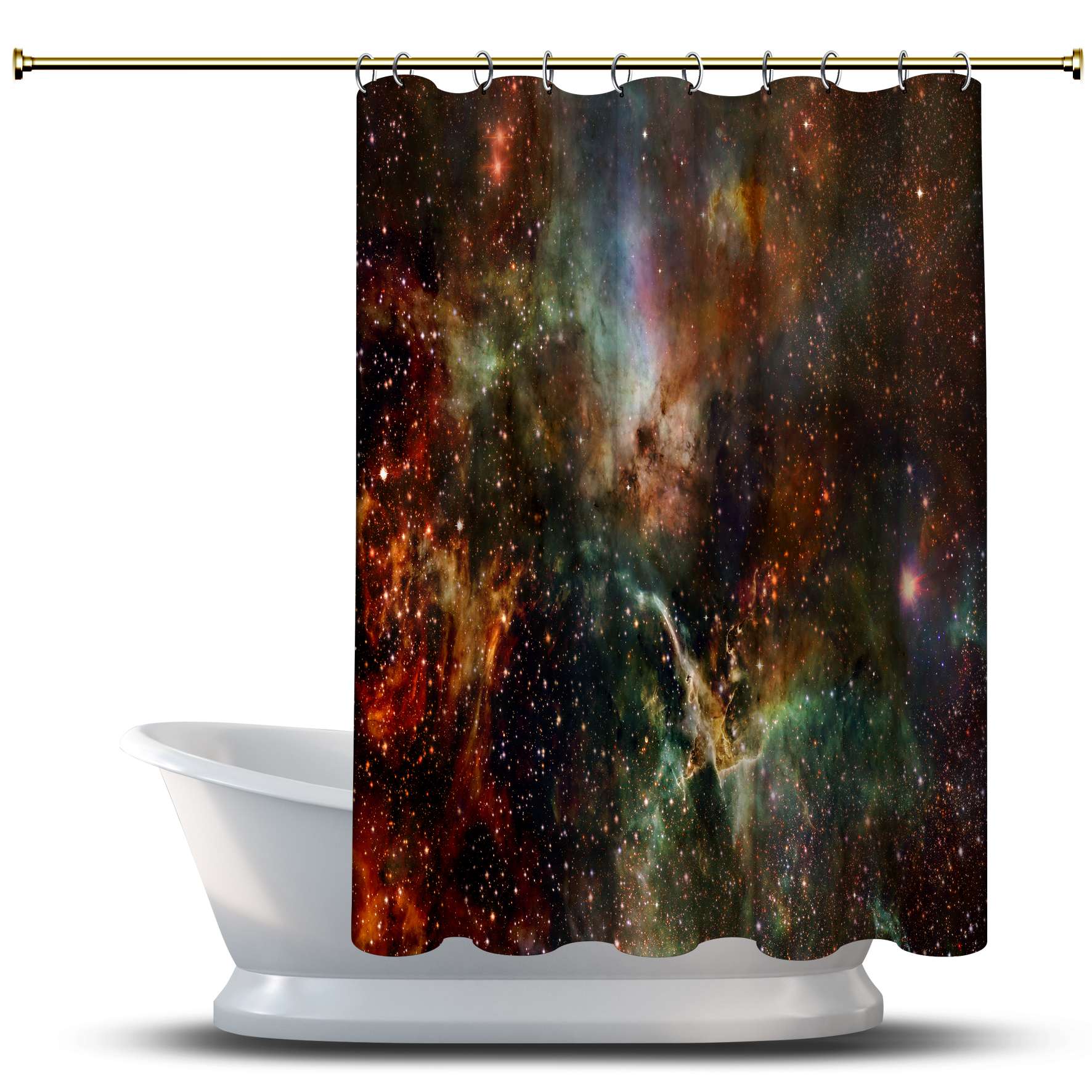 

Занавеска для душа с рисунком галактики / водонепроницаемая для украшений вашей ванной комнаты - многомерный фон хаоса в космосе